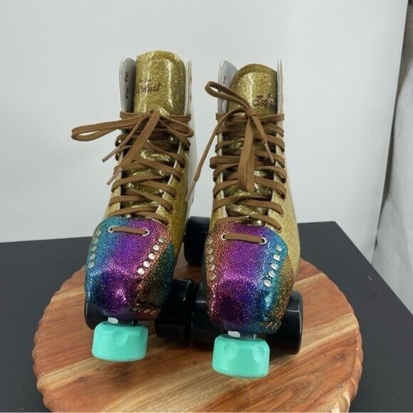 Sure Grip Gold Sparkle Stardust Quad Outdoor Indoor Hybrid Roller Skate, Sz. 5 - Picture 3 of 7
